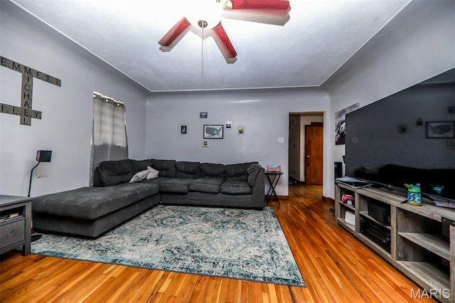 2909 Grand Ave, Granite City, IL 62040 - living room with a ceiling fan and wood finished floors