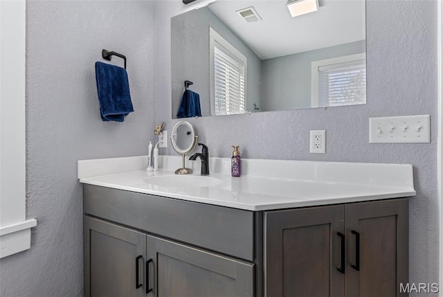 402 S Walker St, Montgomery City, MO 63361 - bathroom featuring vanity and a textured wall