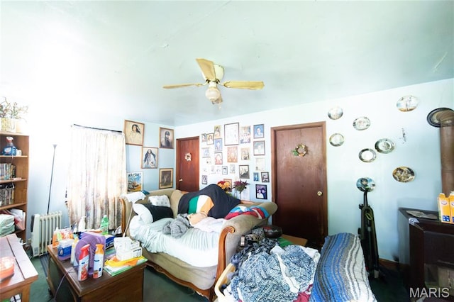 129 Maple Ave, Licking, MO 65542 - bedroom with radiator and a ceiling fan
