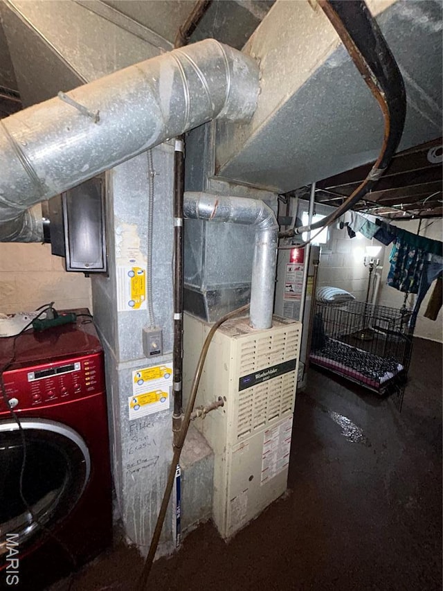 7155 Theodore Ave, Jennings, MO 63136 - utility room with washer / dryer and gas water heater
