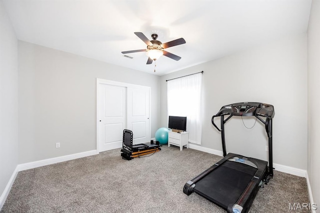 812 Green Jacket Way, Ofallon, IL 62269 - workout area featuring carpet floors and a ceiling fan
