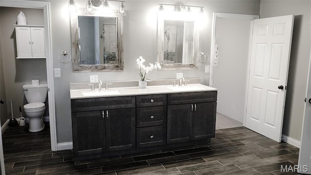 3215 Timber Ridge Rd, Palmyra, MO 63461 - bathroom featuring wood tiled floors and double vanity