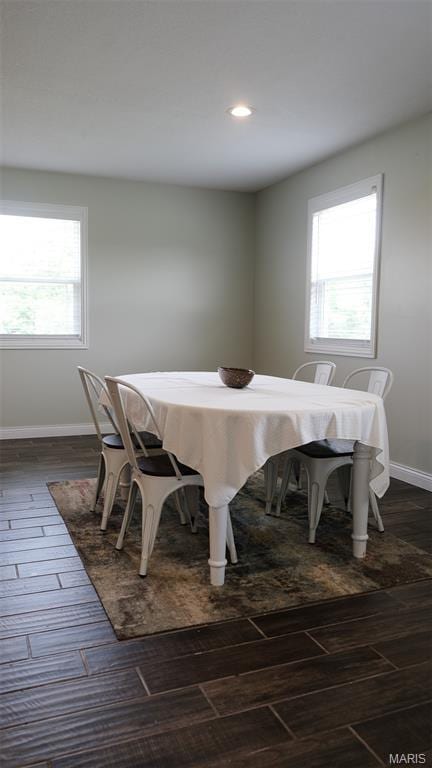 3215 Timber Ridge Rd, Palmyra, MO 63461 - dining room with healthy amount of natural light, dark wood-style floors, and recessed lighting