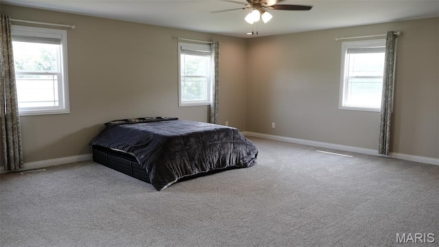 3215 Timber Ridge Rd, Palmyra, MO 63461 - carpeted bedroom featuring multiple windows and a ceiling fan