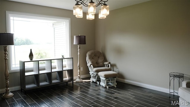 3215 Timber Ridge Rd, Palmyra, MO 63461 - sitting room featuring wood finish floors and a chandelier
