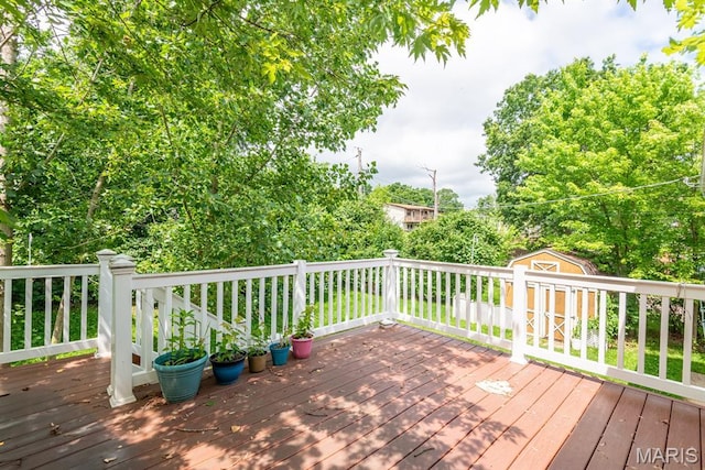1907 Lone Pine Dr, Arnold, MO 63010 - wooden deck featuring a shed