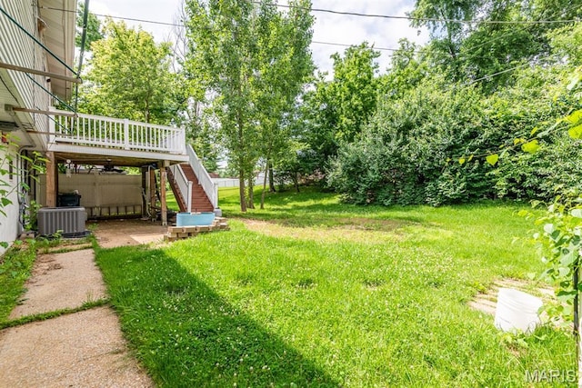 1907 Lone Pine Dr, Arnold, MO 63010 - view of green lawn featuring stairs and a deck