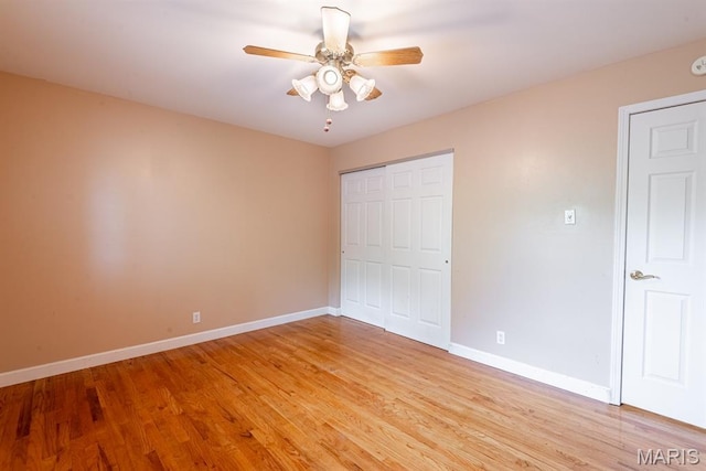 1907 Lone Pine Dr, Arnold, MO 63010 - unfurnished bedroom featuring light wood-type flooring, a closet, and ceiling fan