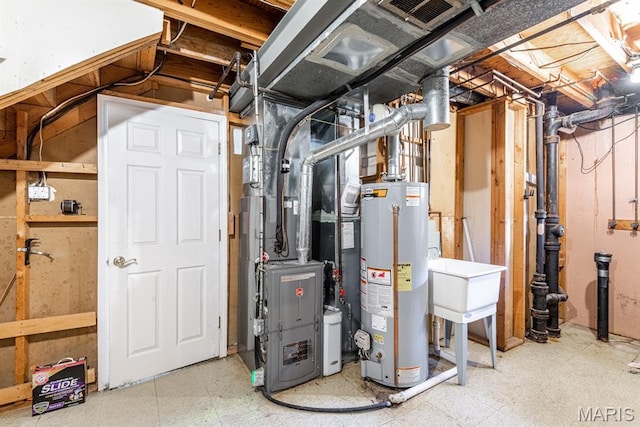 1907 Lone Pine Dr, Arnold, MO 63010 - utility room with water heater and heating unit