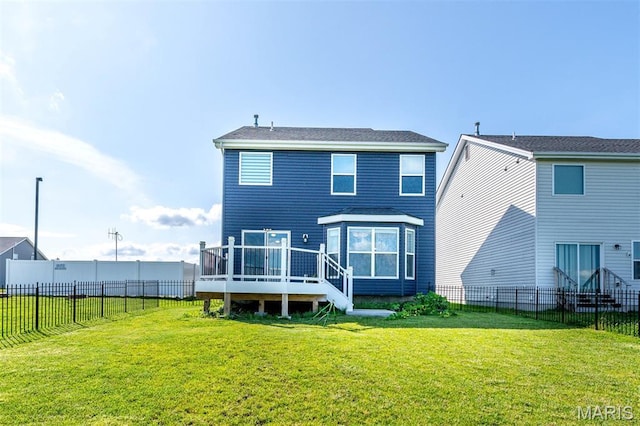 502 Summer Glen Ln, Saint Charles, MO 63301 - rear view of property featuring a wooden deck and a fenced backyard