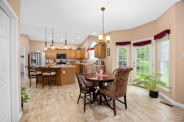16368 Cherry Orchard Dr, Grover, MO 63040 - dining area with a chandelier and recessed lighting