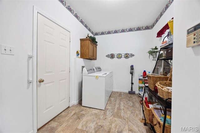 16368 Cherry Orchard Dr, Grover, MO 63040 - laundry area featuring washer and dryer and cabinet space
