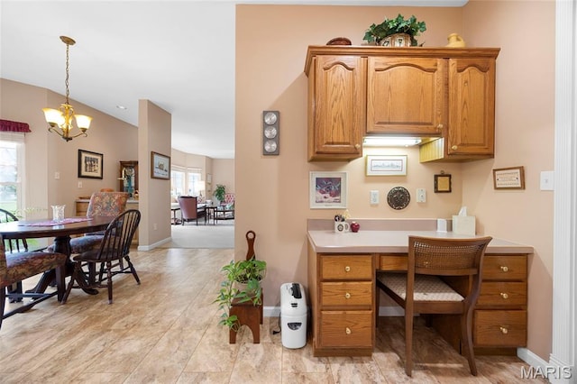 16368 Cherry Orchard Dr, Grover, MO 63040 - office space featuring a chandelier and baseboards
