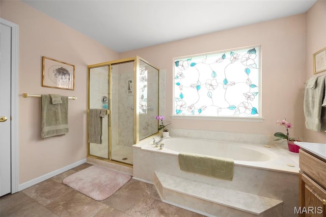 16368 Cherry Orchard Dr, Grover, MO 63040 - full bath featuring a garden tub, a shower stall, and vanity