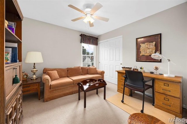 16368 Cherry Orchard Dr, Grover, MO 63040 - office space featuring a ceiling fan and light carpet