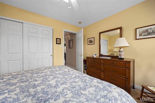 16368 Cherry Orchard Dr, Grover, MO 63040 - carpeted bedroom with a closet and a ceiling fan
