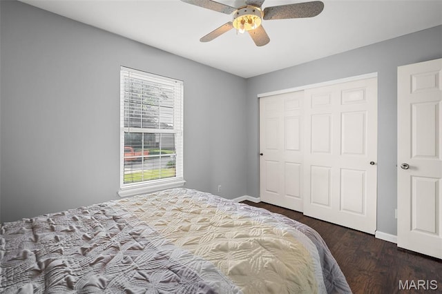 2607 Riley Paul Ct, Ofallon, MO 63368 - bedroom with wood finished floors, a closet, and a ceiling fan