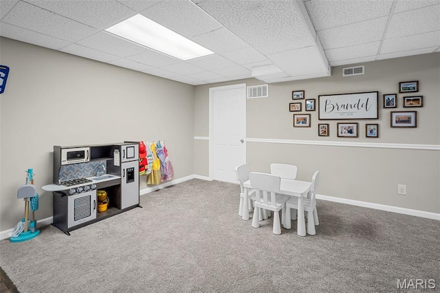 2607 Riley Paul Ct, Ofallon, MO 63368 - rec room with a drop ceiling and carpet flooring
