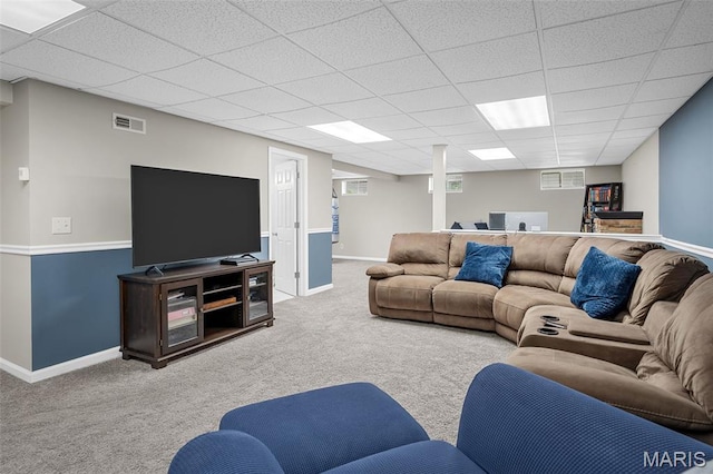 2607 Riley Paul Ct, Ofallon, MO 63368 - carpeted living room with baseboards and a drop ceiling