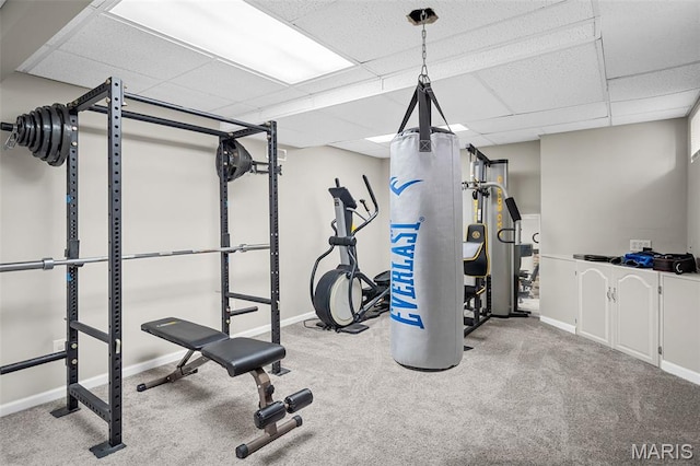 2607 Riley Paul Ct, Ofallon, MO 63368 - exercise room with a paneled ceiling and carpet floors