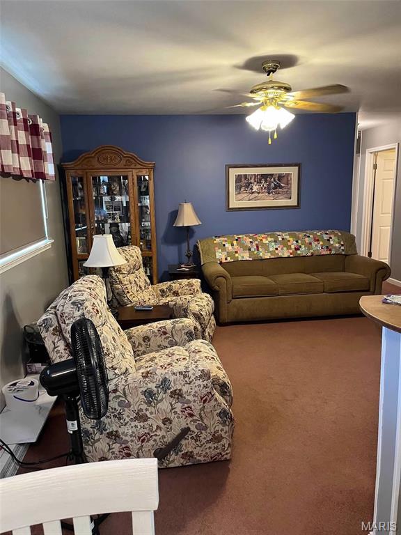 746 State Highway P, New Madrid, MO 63869 - carpeted living area with ceiling fan