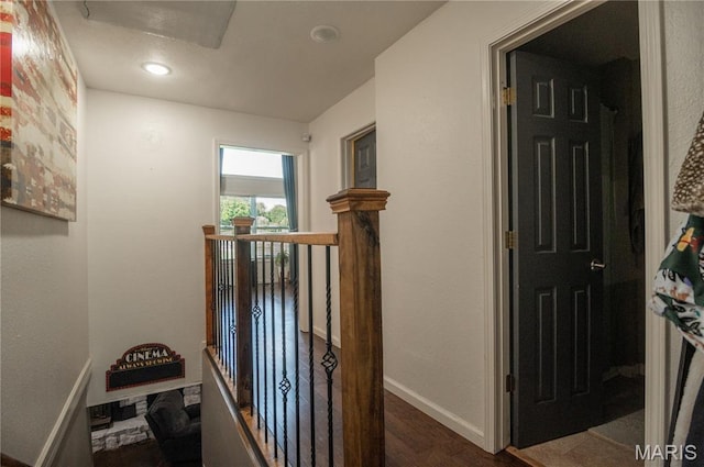 16533 Chateau Ln, Dexter, MO 63841 - hall featuring an upstairs landing, wood finished floors, and recessed lighting