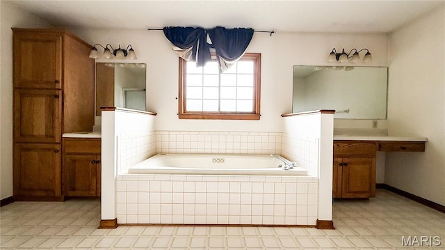 200 April Dr, Saint Robert, MO 65584 - full bathroom with a garden tub, vanity, and tile patterned floors