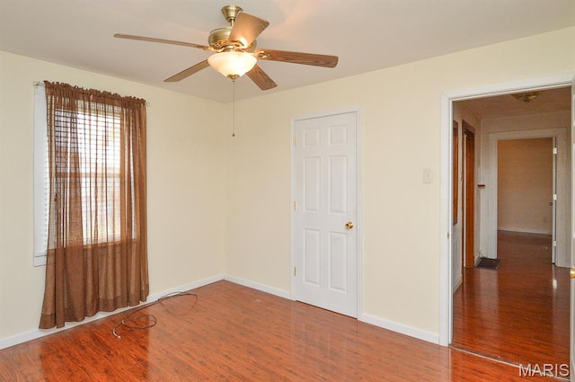 307 S S St, Smithton, IL 62285 - unfurnished bedroom featuring wood finished floors and ceiling fan