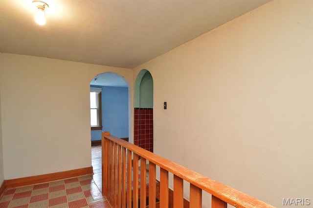 307 S S St, Smithton, IL 62285 - hall featuring arched walkways and an upstairs landing