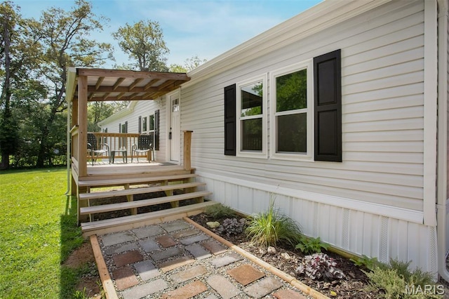 16 Garrett Ln, Defiance, MO 63341 - wooden deck with a lawn