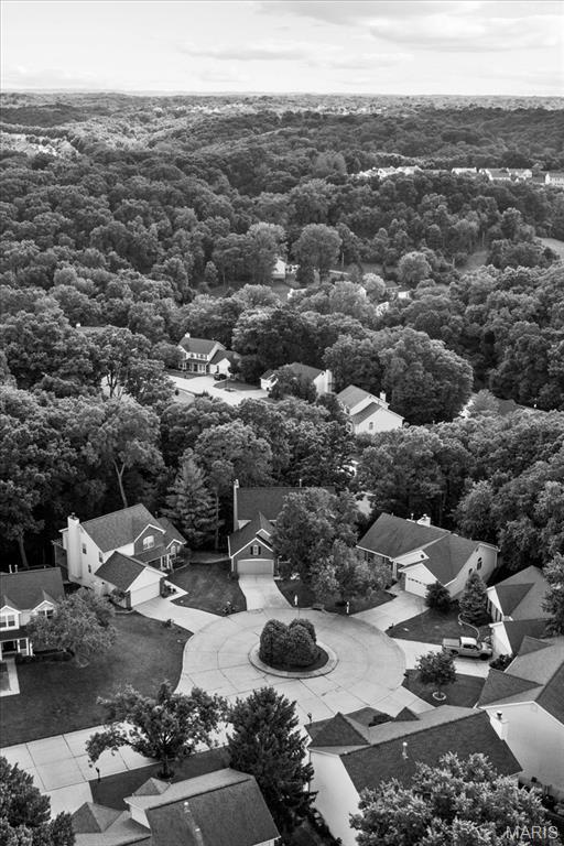 14 Greystoke Ct, Ballwin, MO 63021 - drone / aerial view of a heavily wooded area