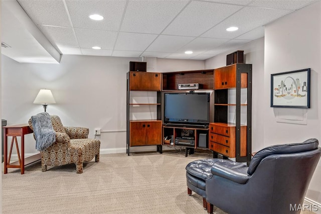 14 Greystoke Ct, Ballwin, MO 63021 - living area with carpet flooring, recessed lighting, and a drop ceiling