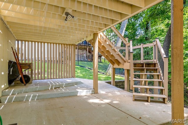 14 Greystoke Ct, Ballwin, MO 63021 - view of patio / terrace featuring stairway