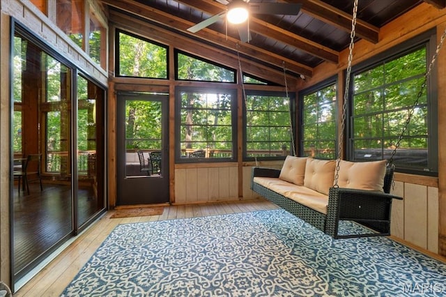 2506 Alpine Woods Dr, Wright City, MO 63390 - sunroom with a ceiling fan and an outdoor living space
