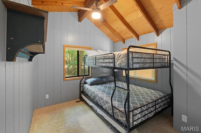 2506 Alpine Woods Dr, Wright City, MO 63390 - bedroom featuring carpet floors, wood ceiling, and a decorative wall