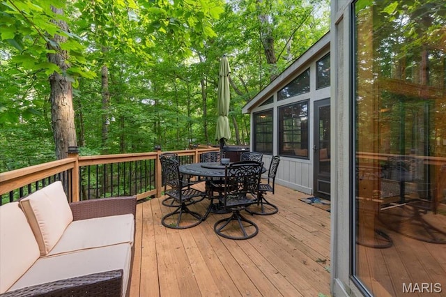 2506 Alpine Woods Dr, Wright City, MO 63390 - wooden deck with outdoor dining space