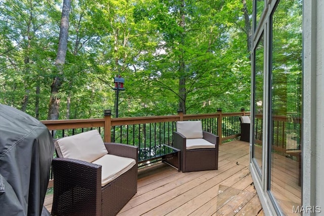 2506 Alpine Woods Dr, Wright City, MO 63390 - wooden terrace with grilling area