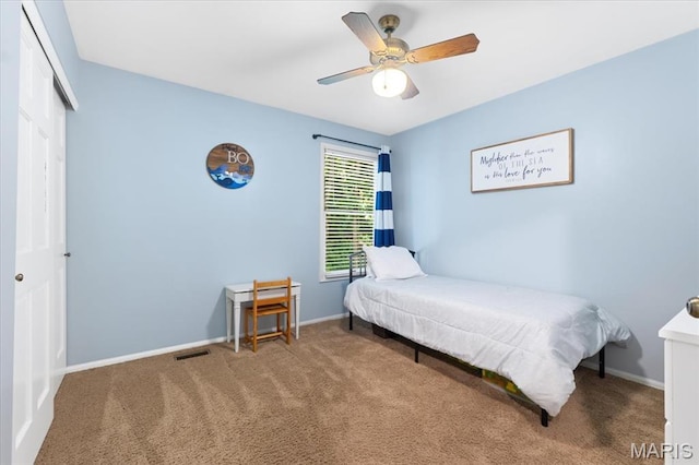 1008 Westrun Dr, Ballwin, MO 63021 - carpeted bedroom with a closet and a ceiling fan