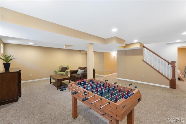 1008 Westrun Dr, Ballwin, MO 63021 - recreation room featuring carpet and recessed lighting