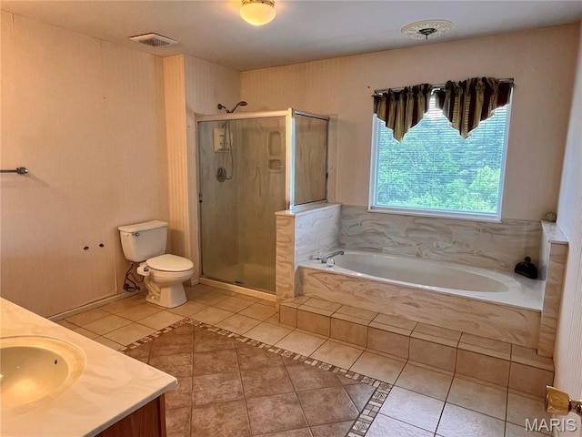 3241 Principia Ave, Saint Charles, MO 63301 - full bath with tile patterned flooring, a bath, vanity, and a shower stall