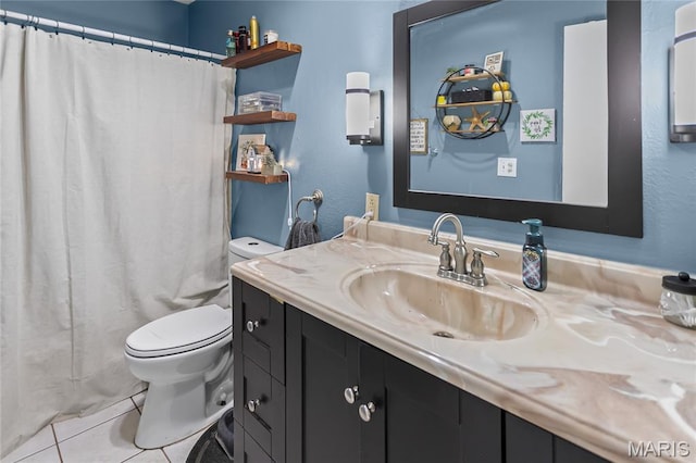 7800 Chuck Ct, Godfrey, IL 62035 - full bathroom with vanity, tile patterned floors, and a shower with curtain