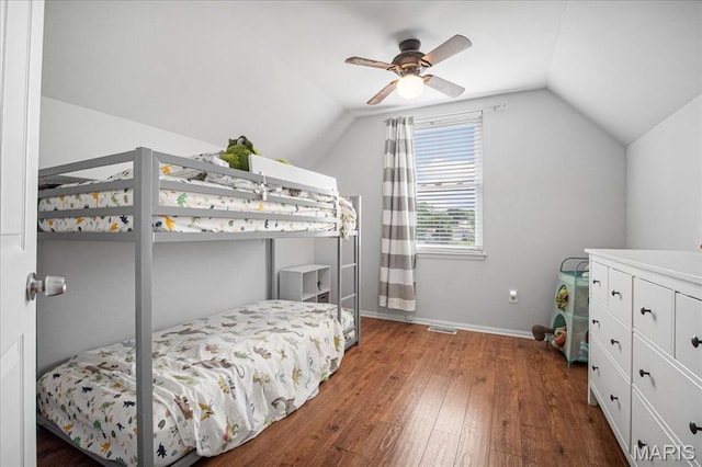 5 N Willow Grove Ct, Saint Peters, MO 63376 - bedroom with lofted ceiling, hardwood / wood-style flooring, and ceiling fan