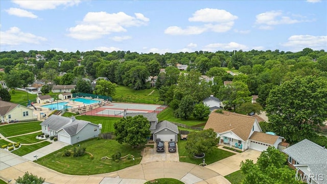 5 N Willow Grove Ct, Saint Peters, MO 63376 - aerial view of residential area with a pool
