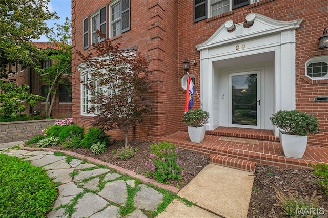 20 Ridgemoor Dr, Clayton, MO 63105 - view of exterior entry featuring brick siding