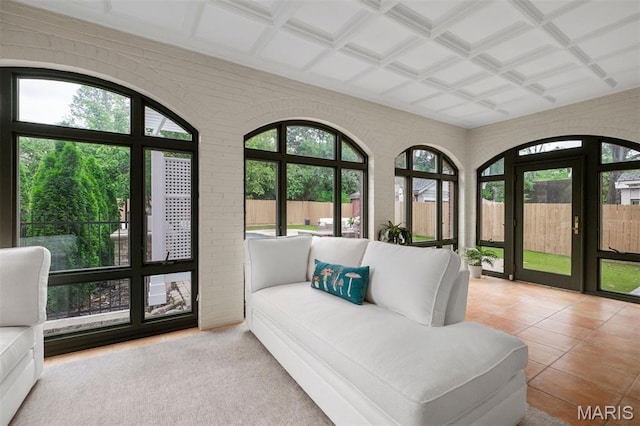 20 Ridgemoor Dr, Clayton, MO 63105 - tiled living room with coffered ceiling