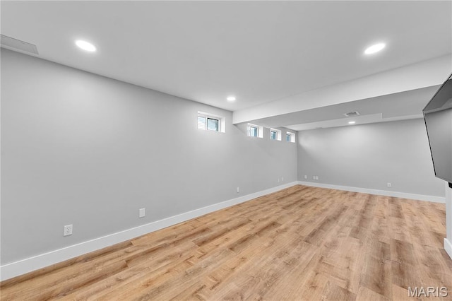 3924 Cambridge Crossing Dr, Saint Charles, MO 63304 - below grade area with light wood-type flooring and recessed lighting