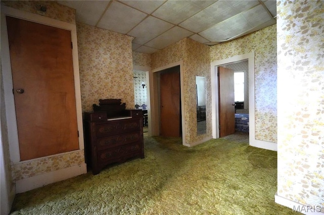 114 W 2nd St S, Mount Olive, IL 62069 - hallway with wallpapered walls and carpet floors