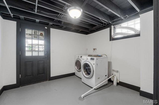 5660 Oleatha Ave, Saint Louis, MO 63139 - laundry room featuring washer and clothes dryer and baseboards
