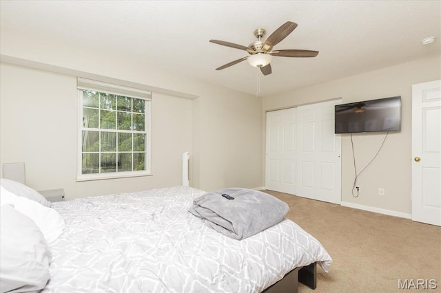 23 Trailside Ct Unit 2, Saint Peters, MO 63303 - bedroom with carpet flooring, a closet, and ceiling fan