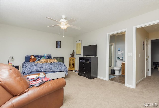 23 Trailside Ct Unit 2, Saint Peters, MO 63303 - bedroom featuring light carpet, ceiling fan, and ensuite bath